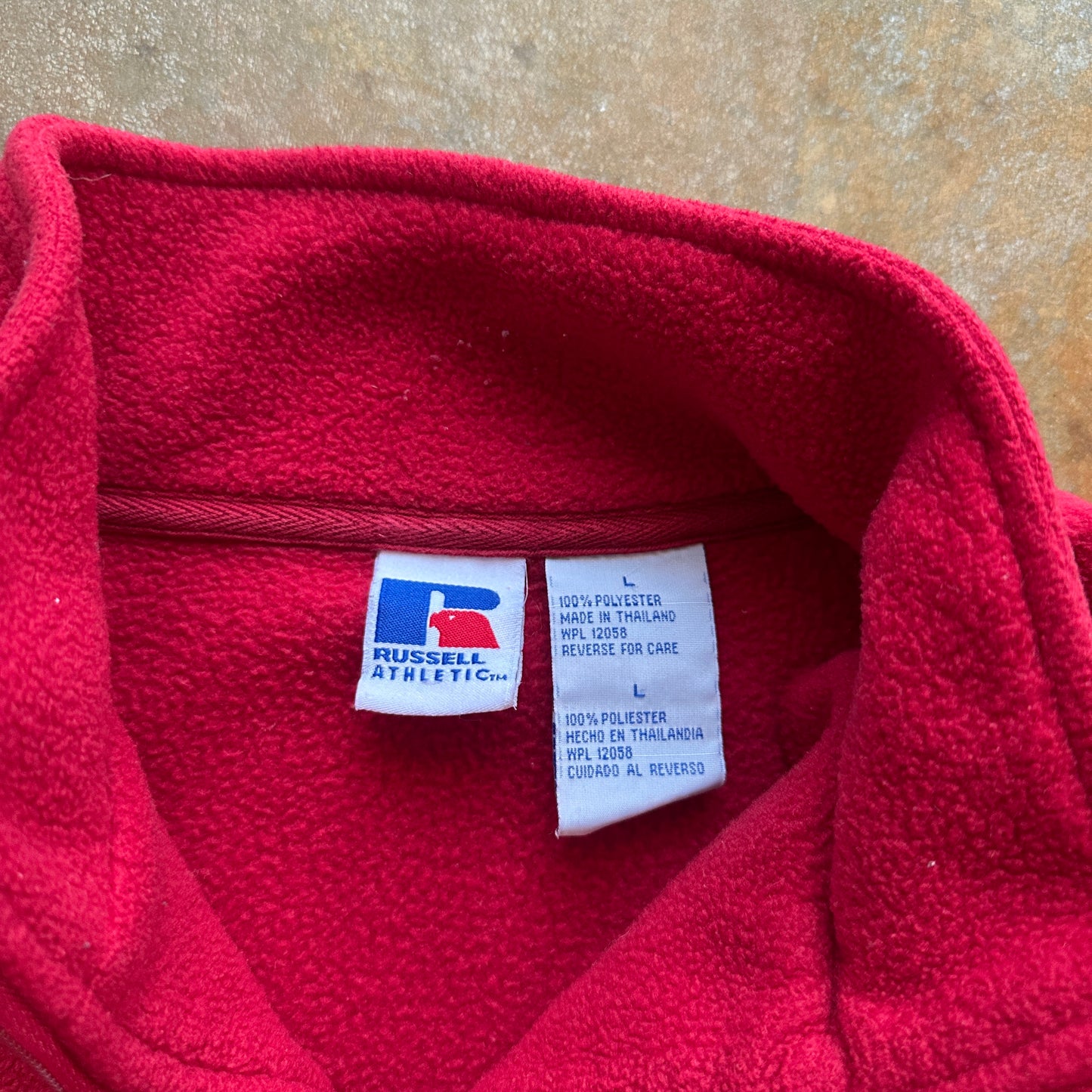 Russell Athletic Center Logo Embroidered Quarter Zip Fleece Sweatshirt 90's - S