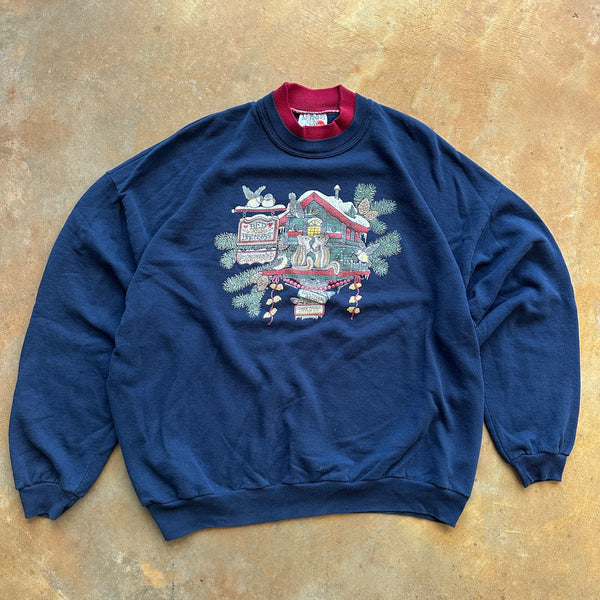 Morning Sun Top Stitch Double Collar Grandma Sweater Cottagecore Graphic 90's - 3X