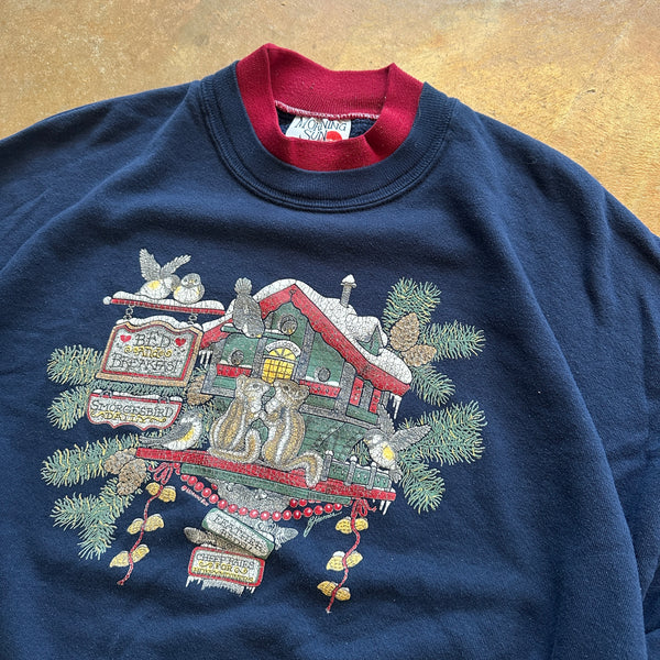 Morning Sun Top Stitch Double Collar Grandma Sweater Cottagecore Graphic 90's - 3X hover