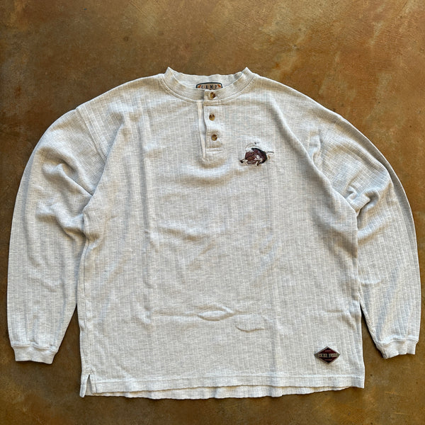 Camp David Henley Fishing Salmon Embroidered Shirt 90's - 2XL