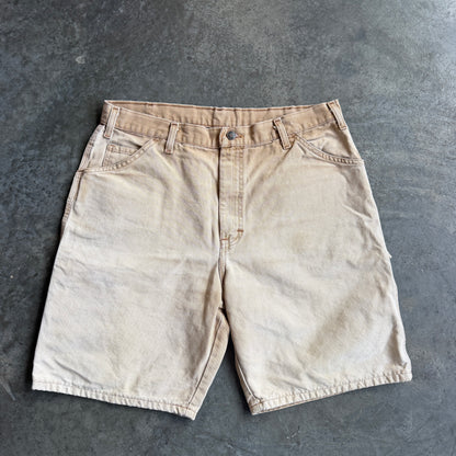 Faded Distressed Dickies Carpenter Shorts w/ Pyro Surf Patch - 34