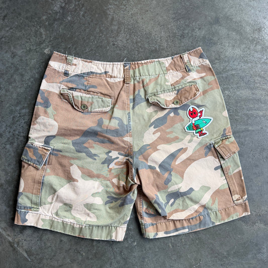 Camo Cargo Shorts w/ Pyro Surf Patch - 36