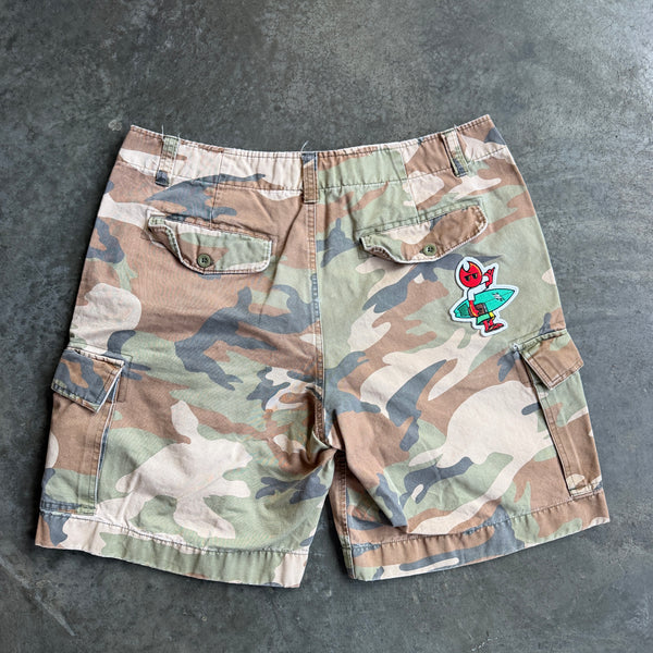 Camo Cargo Shorts w/ Pyro Surf Patch - 36