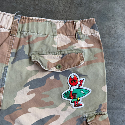 Camo Cargo Shorts w/ Pyro Surf Patch - 36