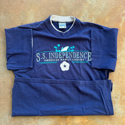 S.S. Independence American Hawaii Cruise Double Collar Single Stitch Oversized Shirt 90's - M