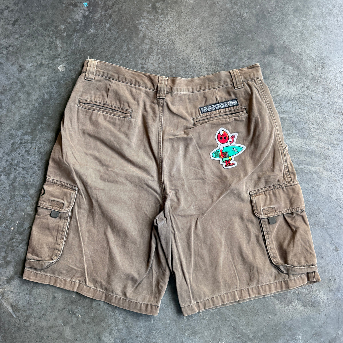 Brown Chino Shorts w/ Pyro Surf Patch - 34