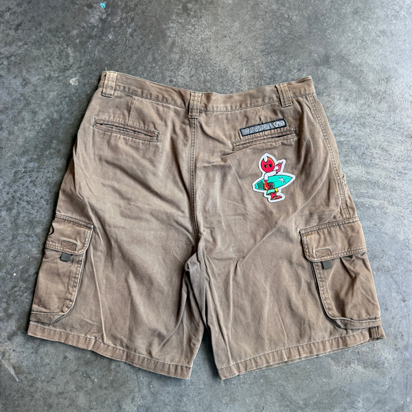 Brown Chino Shorts w/ Pyro Surf Patch - 34