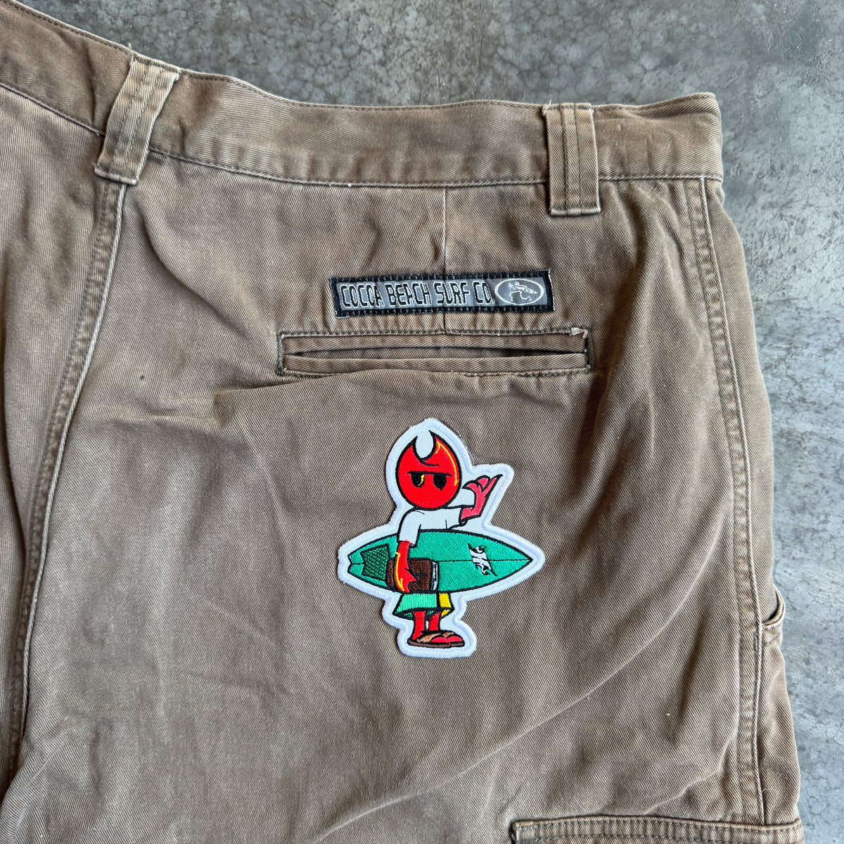 Brown Chino Shorts w/ Pyro Surf Patch - 34