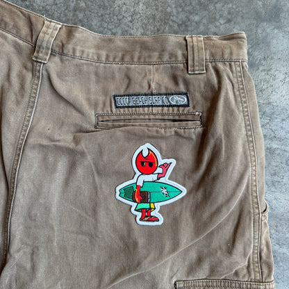 Brown Chino Shorts w/ Pyro Surf Patch - 34