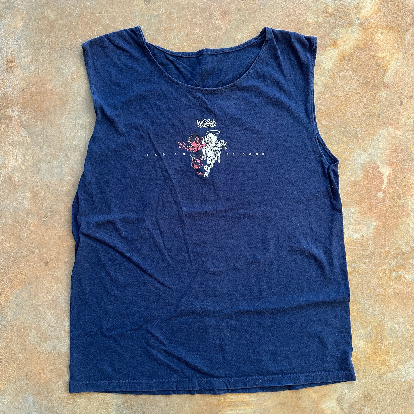 Mossimo Angel Devil Iconic Graphic Bad to Be Good Custom Tank Cutoff Shirt 90's - S