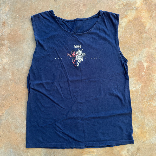 Mossimo Angel Devil Iconic Graphic Bad to Be Good Custom Tank Cutoff Shirt 90's - S