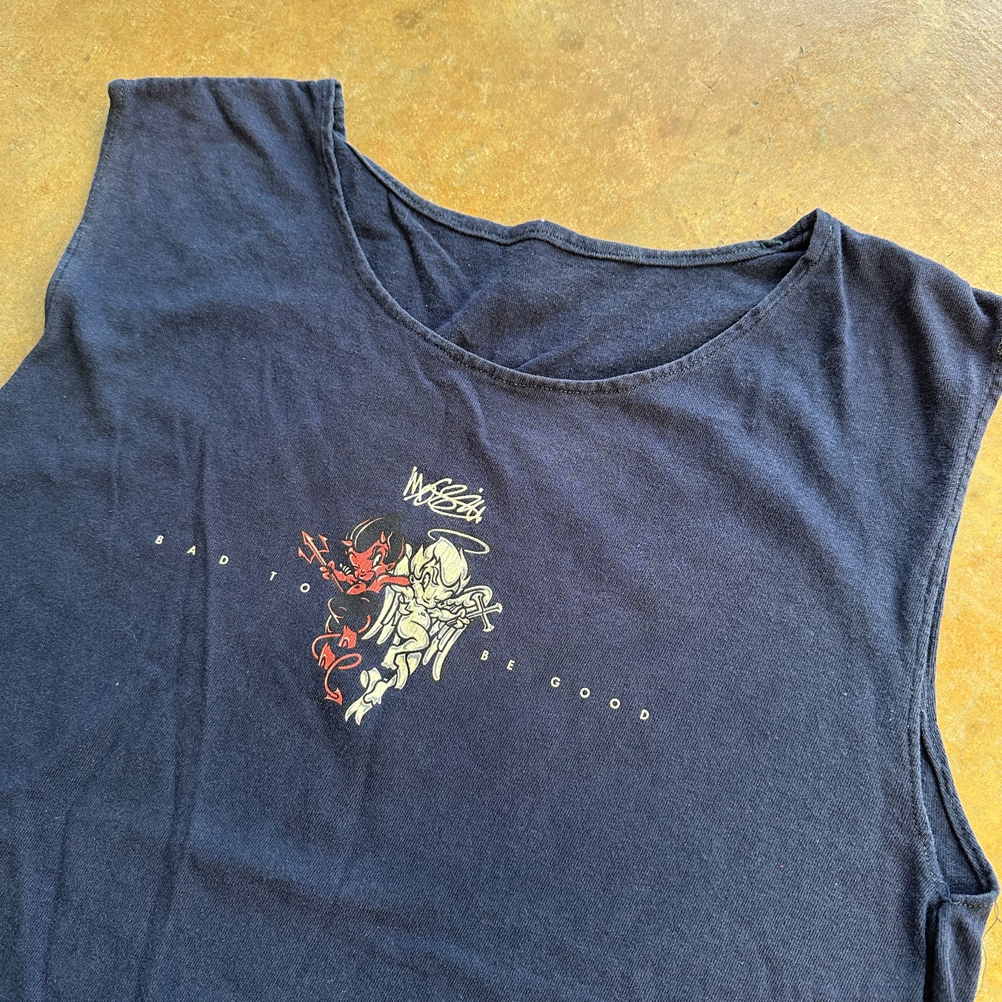 Mossimo Angel Devil Iconic Graphic Bad to Be Good Custom Tank Cutoff Shirt 90's - S