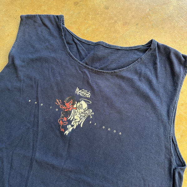 Mossimo Angel Devil Iconic Graphic Bad to Be Good Custom Tank Cutoff Shirt 90's - S hover