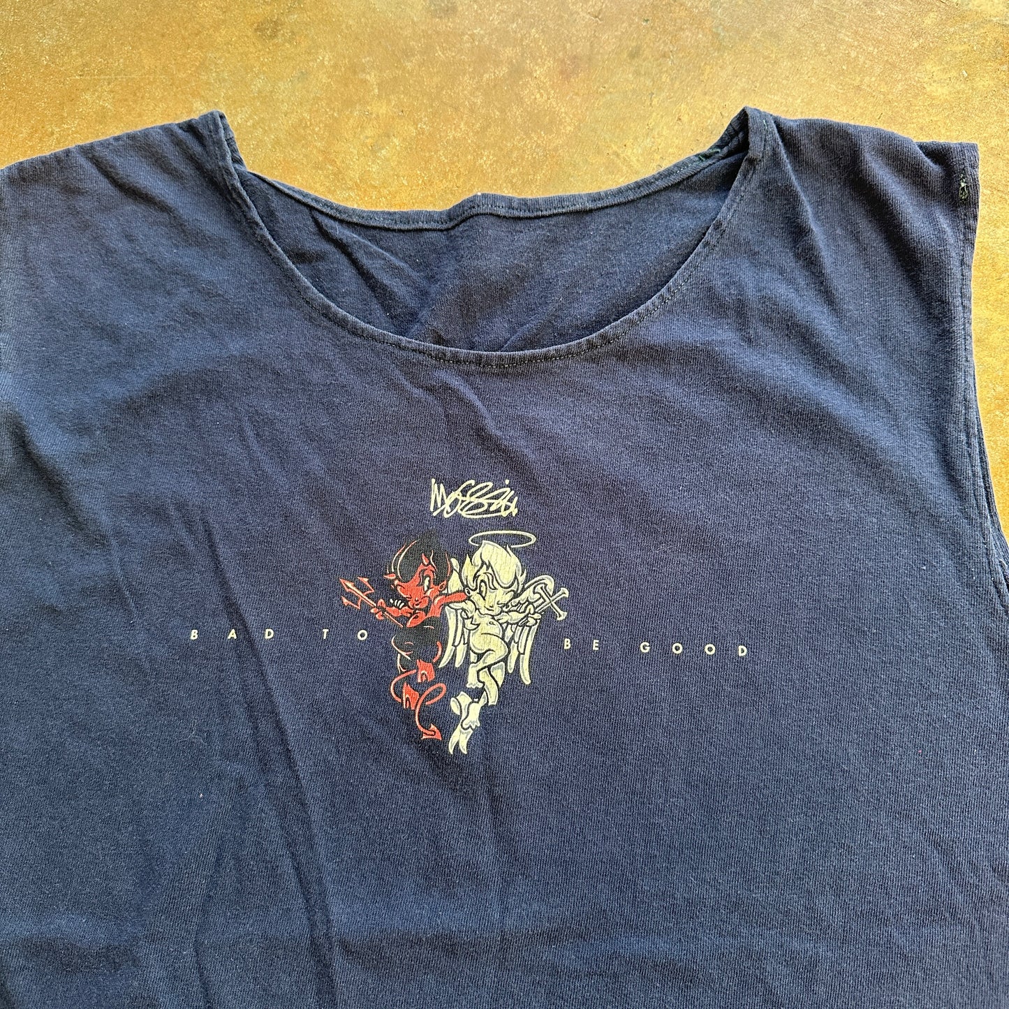 Mossimo Angel Devil Iconic Graphic Bad to Be Good Custom Tank Cutoff Shirt 90's - S