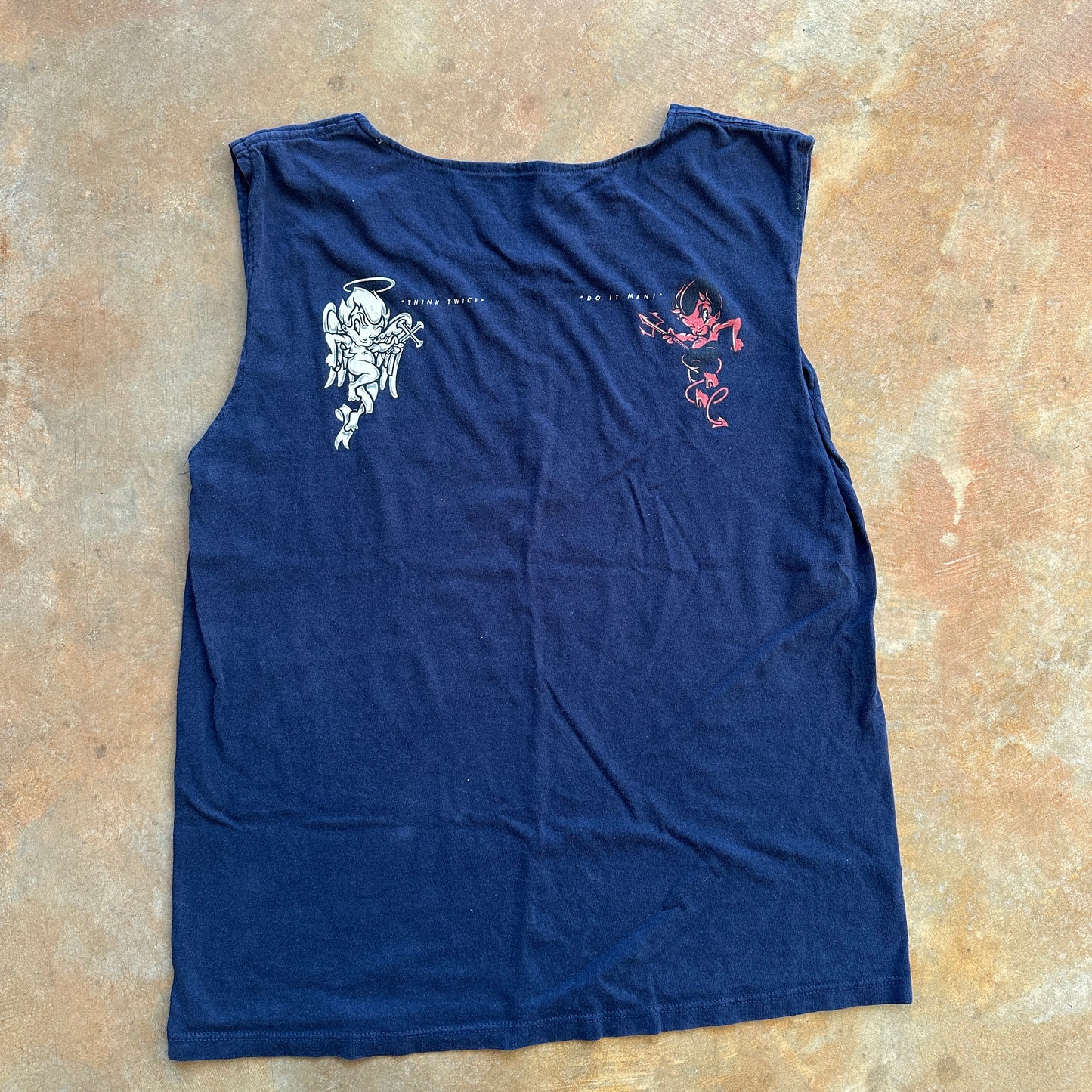 Mossimo Angel Devil Iconic Graphic Bad to Be Good Custom Tank Cutoff Shirt 90's - S