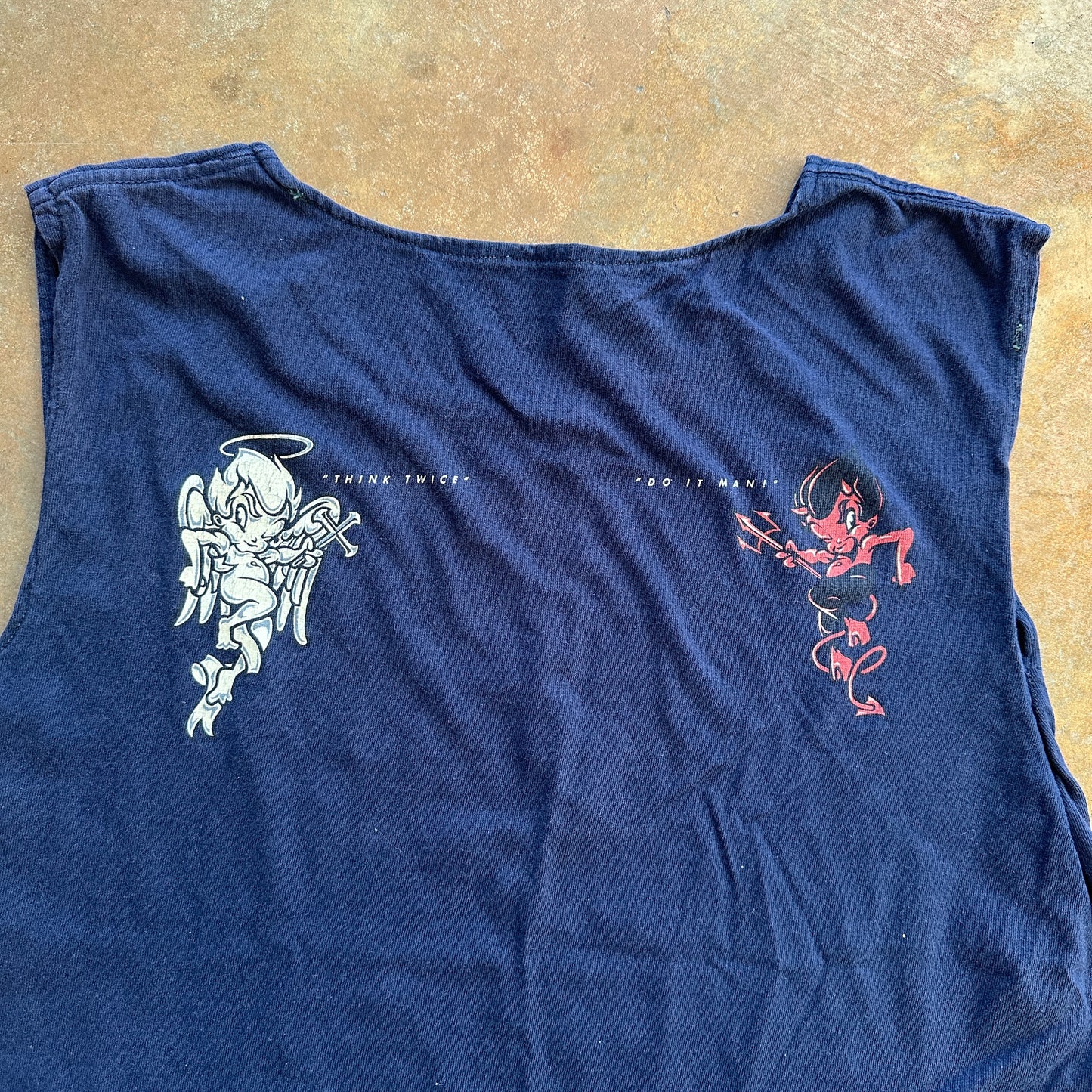 Mossimo Angel Devil Iconic Graphic Bad to Be Good Custom Tank Cutoff Shirt 90's - S
