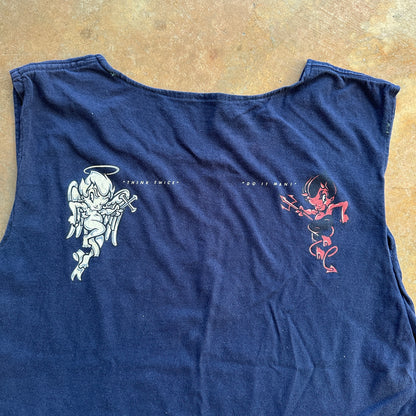 Mossimo Angel Devil Iconic Graphic Bad to Be Good Custom Tank Cutoff Shirt 90's - S