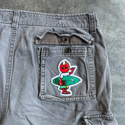 Gray Cargo Shorts w/ Pyro Surf Patch - 34