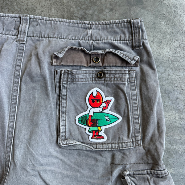 Gray Cargo Shorts w/ Pyro Surf Patch - 34 hover