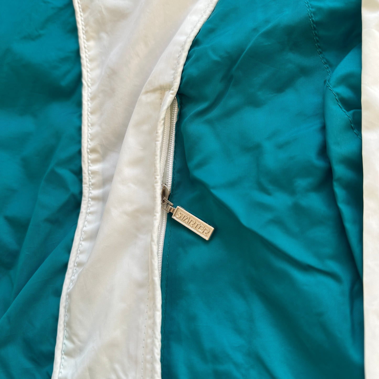 Starter Women's Teal White Interchange Stripe Windbreaker Jacket 90's - Womens M