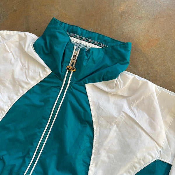 Starter Women's Teal White Interchange Stripe Windbreaker Jacket 90's - Womens M hover