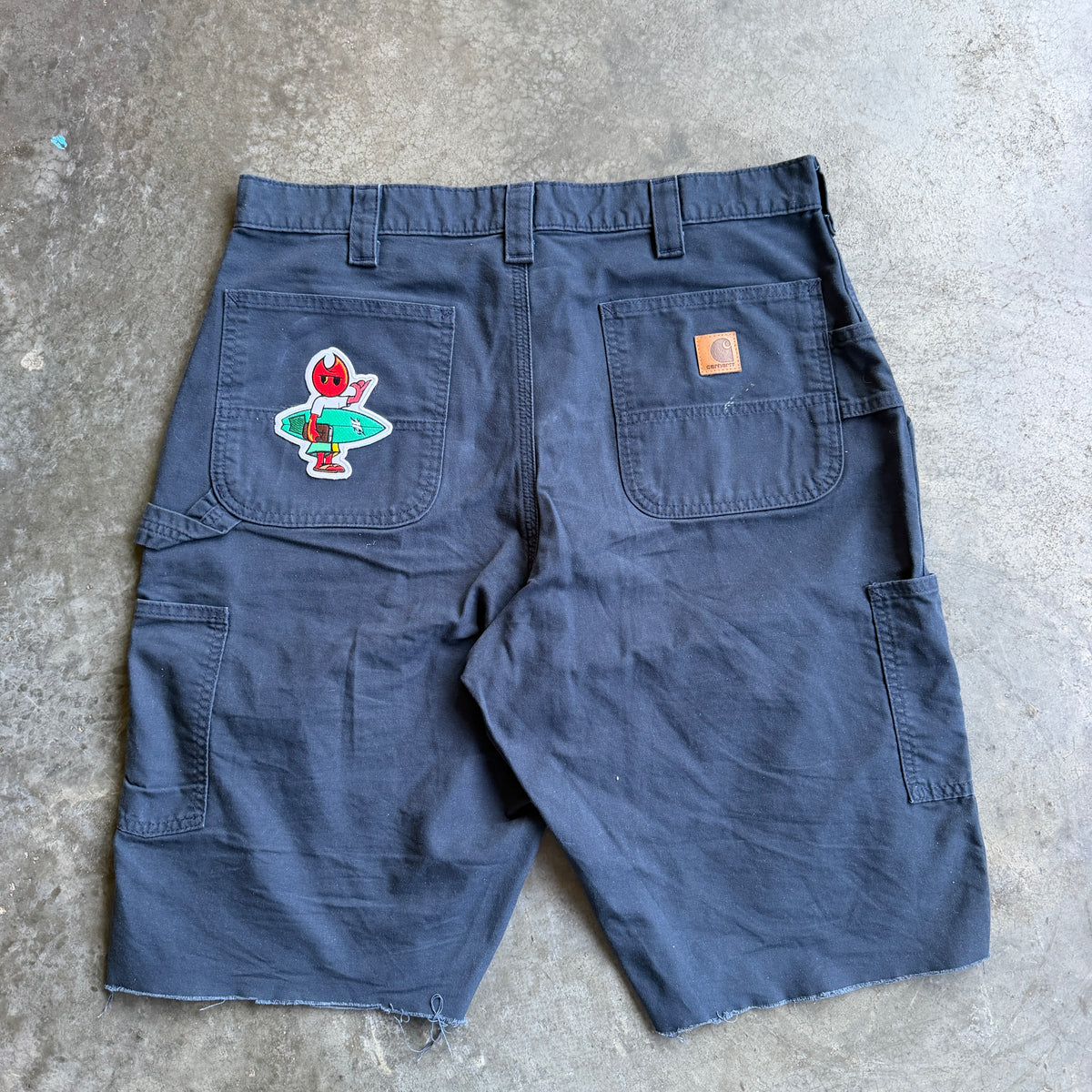Carhartt Navy Carpenter Shorts w/ Pyro Surf Patch - 34