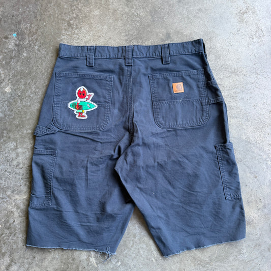 Carhartt Navy Carpenter Shorts w/ Pyro Surf Patch - 34