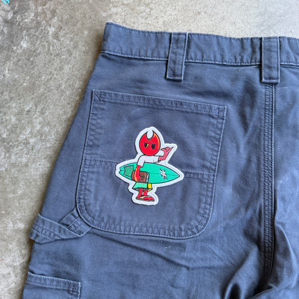 Carhartt Navy Carpenter Shorts w/ Pyro Surf Patch - 34 hover