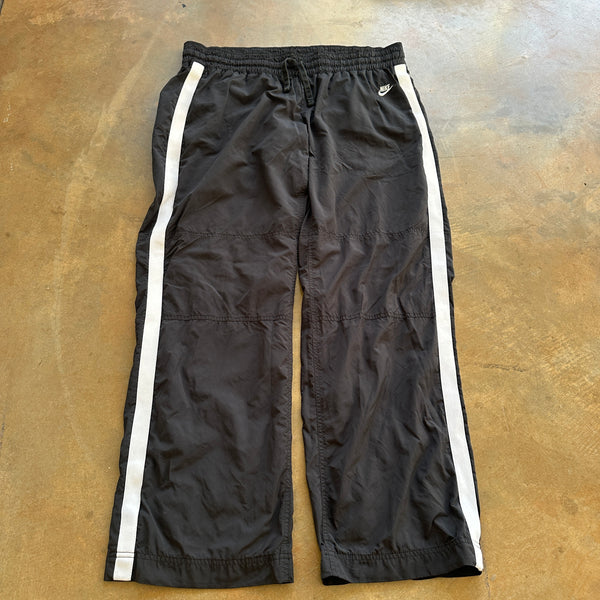 Nike Baggy Black Track Pants Tape Stripe Gray Tag 00's - 2XL