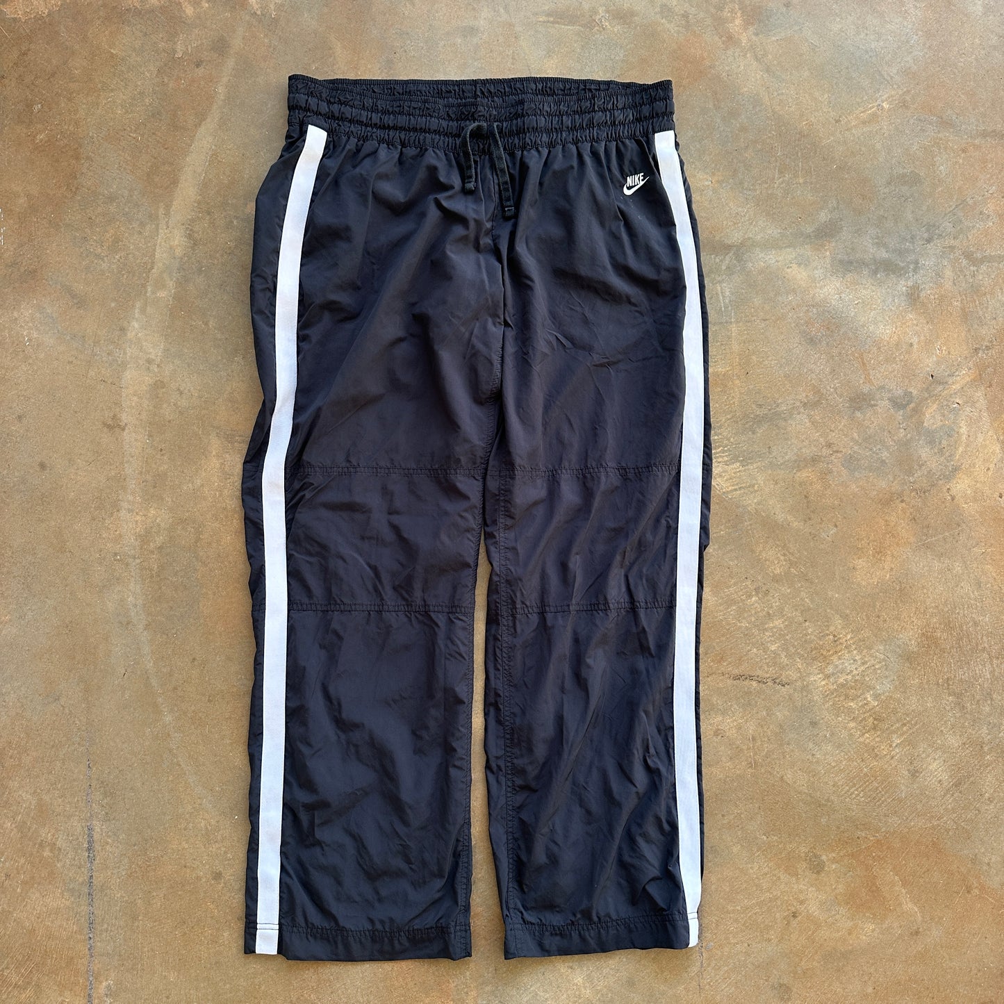 Nike Baggy Black Track Pants Tape Stripe Gray Tag 00's - 2XL