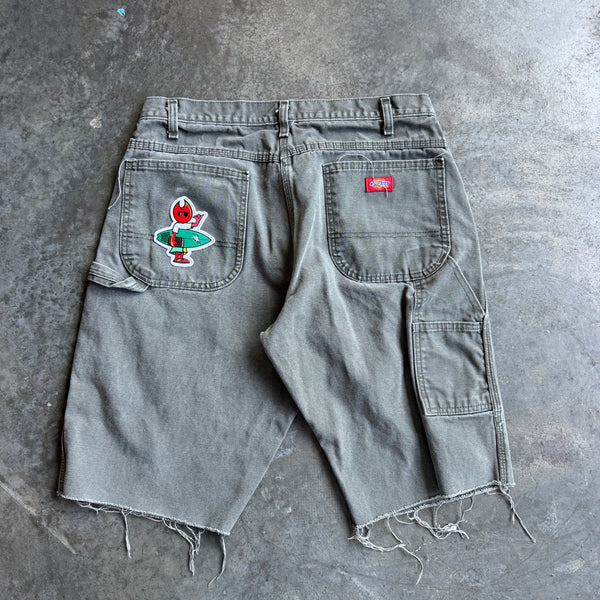 Dickies Green Carpenter Shorts w/ Pyro Surf Patch - 34