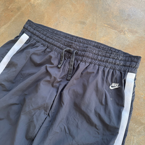 Nike Baggy Black Track Pants Tape Stripe Gray Tag 00's - 2XL hover