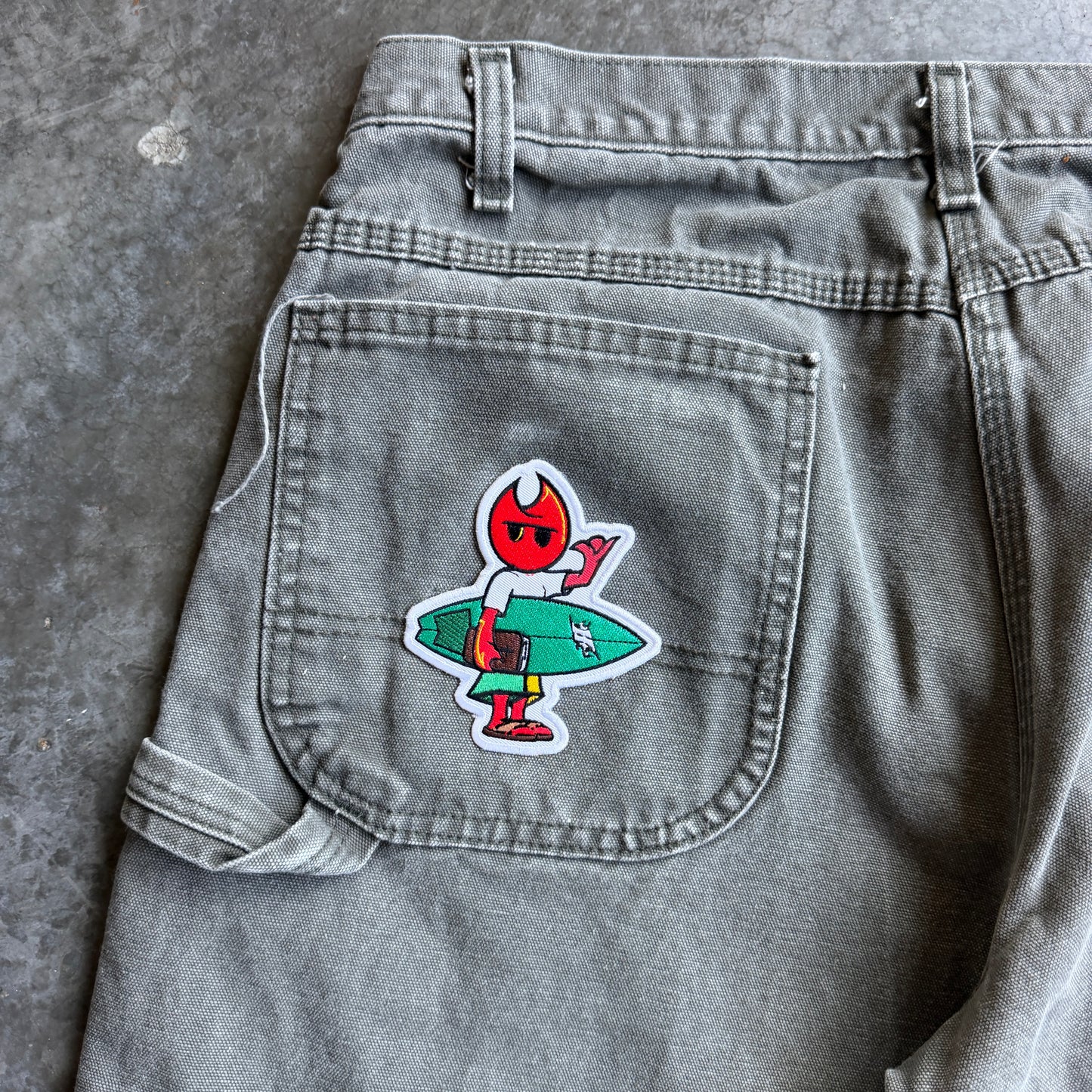 Dickies Green Carpenter Shorts w/ Pyro Surf Patch - 34