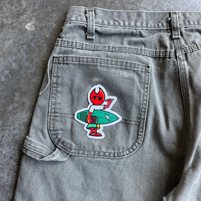 Dickies Green Carpenter Shorts w/ Pyro Surf Patch - 34
