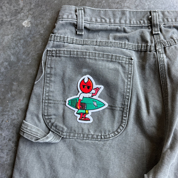 Dickies Green Carpenter Shorts w/ Pyro Surf Patch - 34 hover