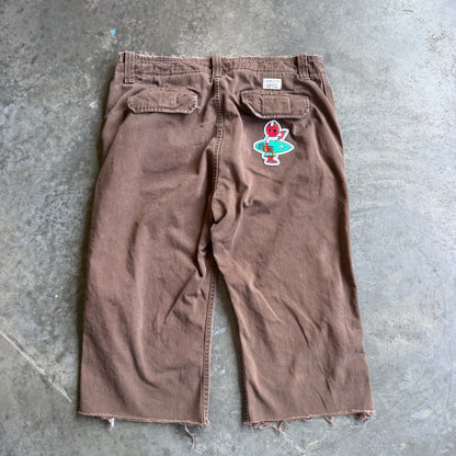 Brown Baggy 3/4 Shorts w/ Pyro Surf Patch - 35