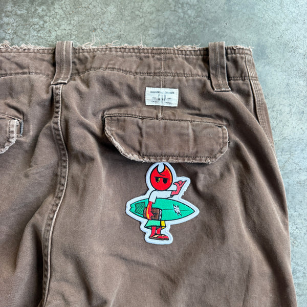 Brown Baggy 3/4 Shorts w/ Pyro Surf Patch - 35 hover