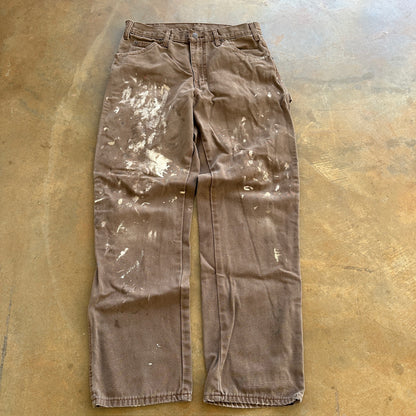 Dickies Brown Carpenter Pants Paint Splatter Work 00's - 32