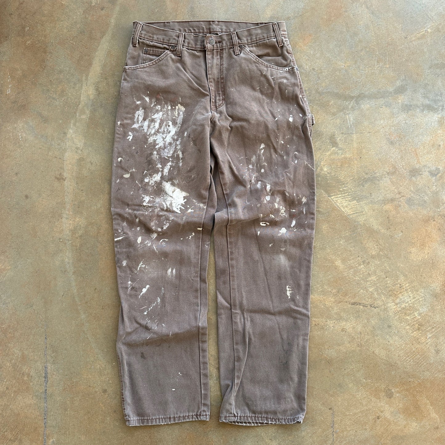 Dickies Brown Carpenter Pants Paint Splatter Work 00's - 32