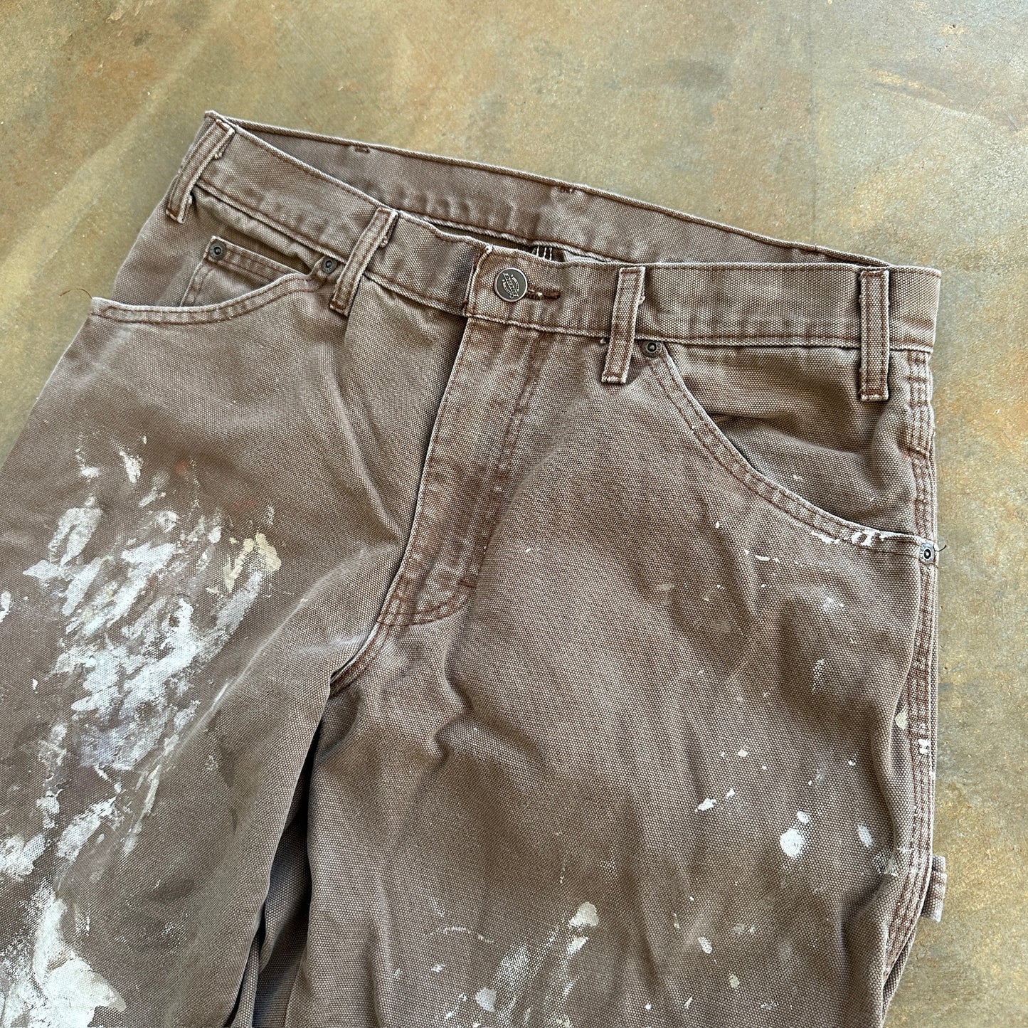 Dickies Brown Carpenter Pants Paint Splatter Work 00's - 32