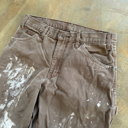 Dickies Brown Carpenter Pants Paint Splatter Work 00's - 32