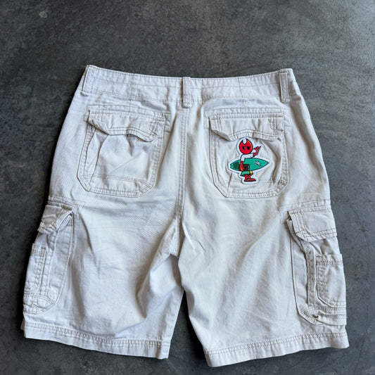 Beige Cargo Shorts w/ Pyro Surf Patch - 32