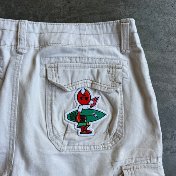Beige Cargo Shorts w/ Pyro Surf Patch - 32 hover