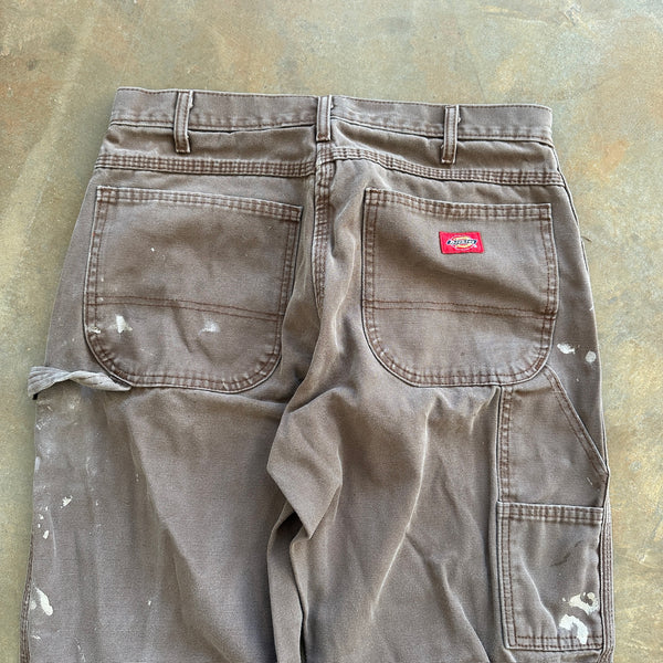 Dickies Brown Carpenter Pants Paint Splatter Work 00's - 32 hover