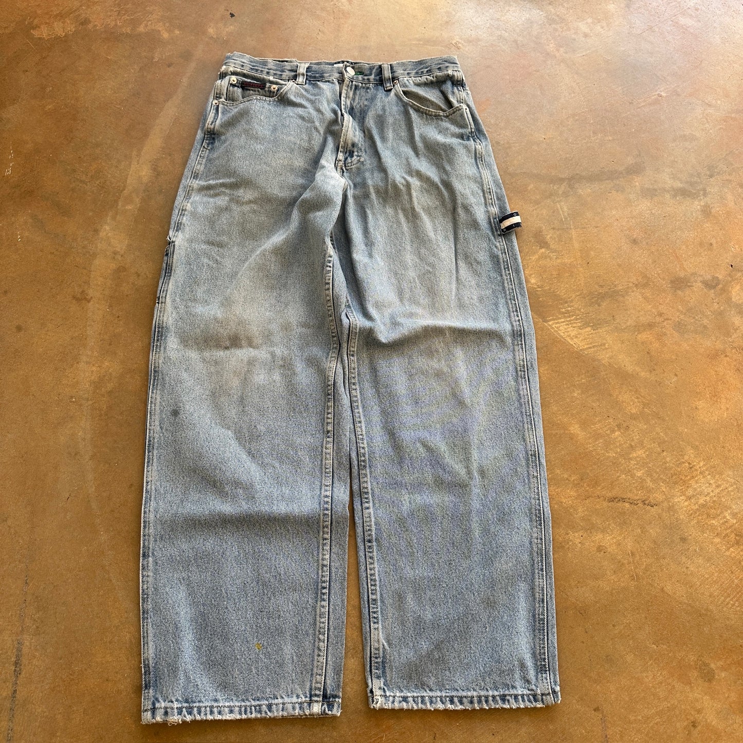 Tommy Hilfiger Baggy Skater Big Flag Carpenter Light Wash Jeans 00's - 32
