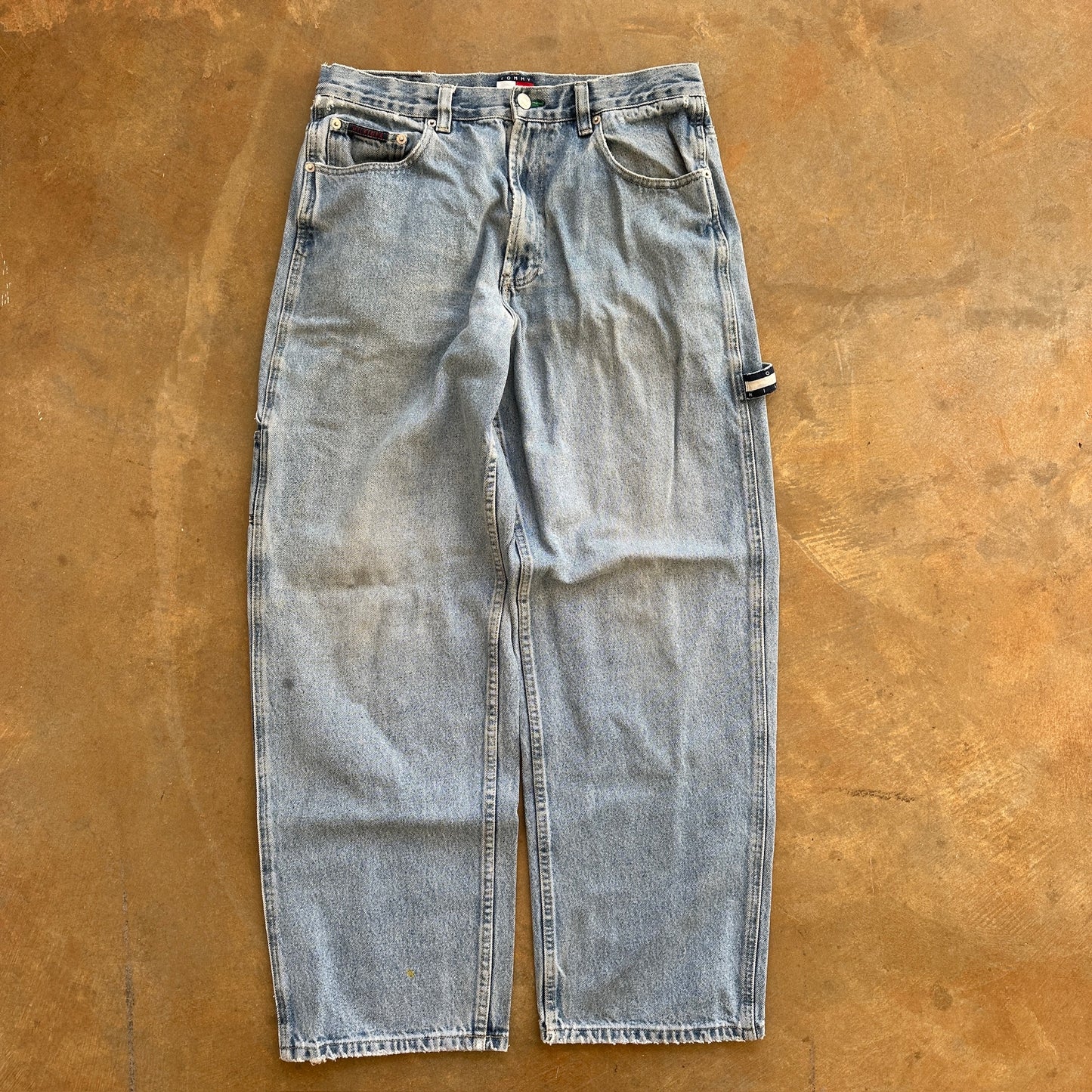 Tommy Hilfiger Baggy Skater Big Flag Carpenter Light Wash Jeans 00's - 32