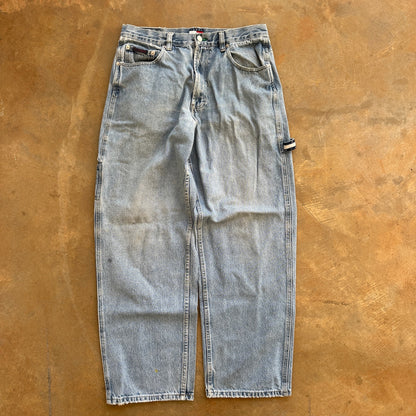 Tommy Hilfiger Baggy Skater Big Flag Carpenter Light Wash Jeans 00's - 32