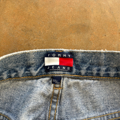 Tommy Hilfiger Baggy Skater Big Flag Carpenter Light Wash Jeans 00's - 32