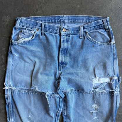 Thrashed Dickies Double Knee Jeans w/ Pyro Surf Patch - 36