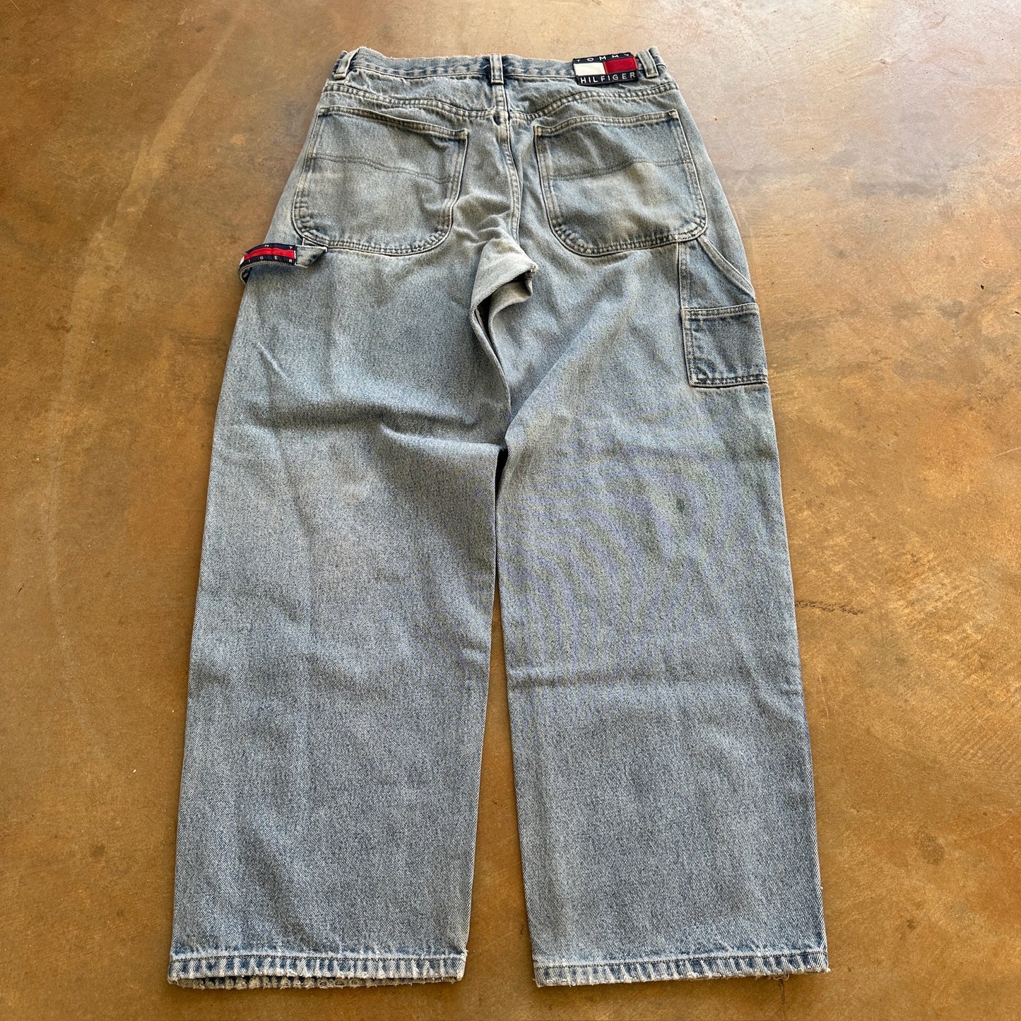 Tommy Hilfiger Baggy Skater Big Flag Carpenter Light Wash Jeans 00's - 32